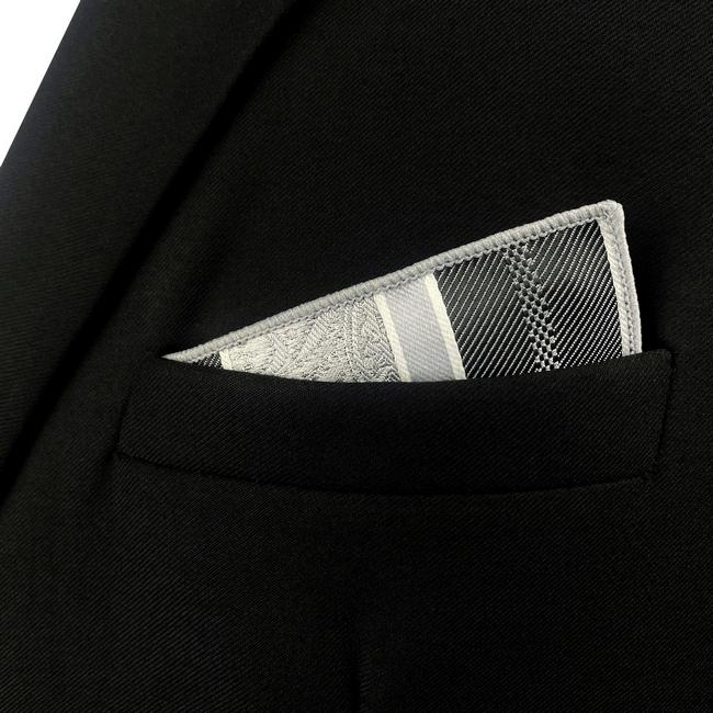 Shlax & Wing UH29 White Paisley Mens Pocket Square Fashion Classic Handkerchief Silk Dress Hanky