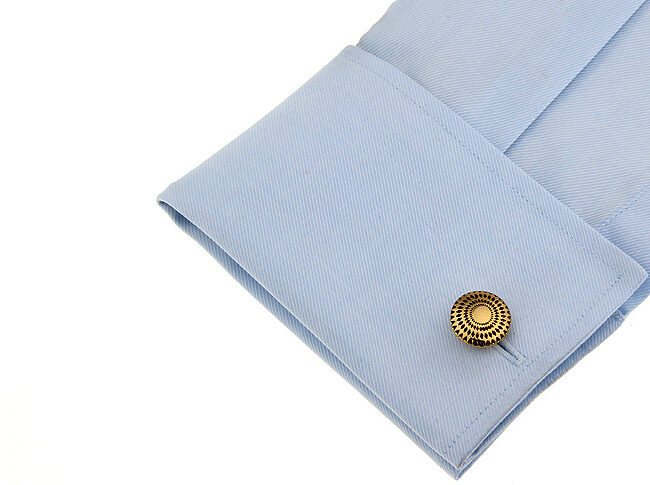 Shlax & Wing Wedding Gold Circular Elegant Style Cuff Link For Men Cufflinks 90