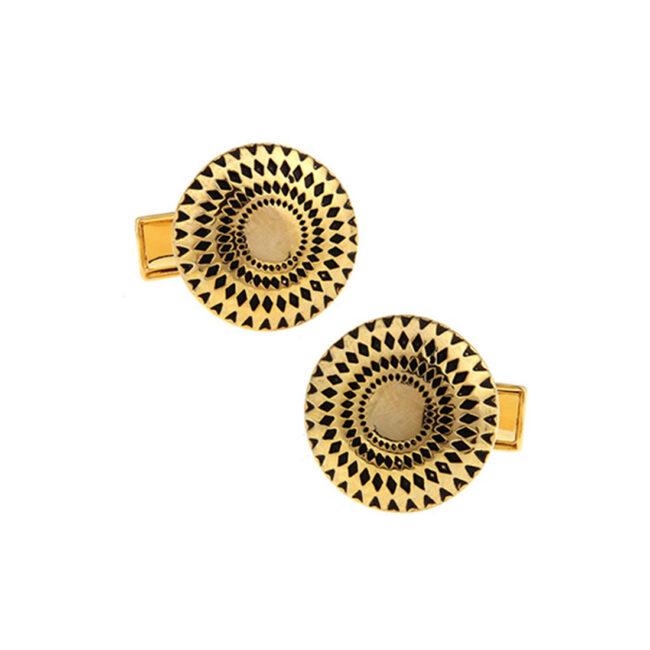 shlax & wing Wedding Gold Circular Elegant Style Cuff Link for Men Cufflinks 90