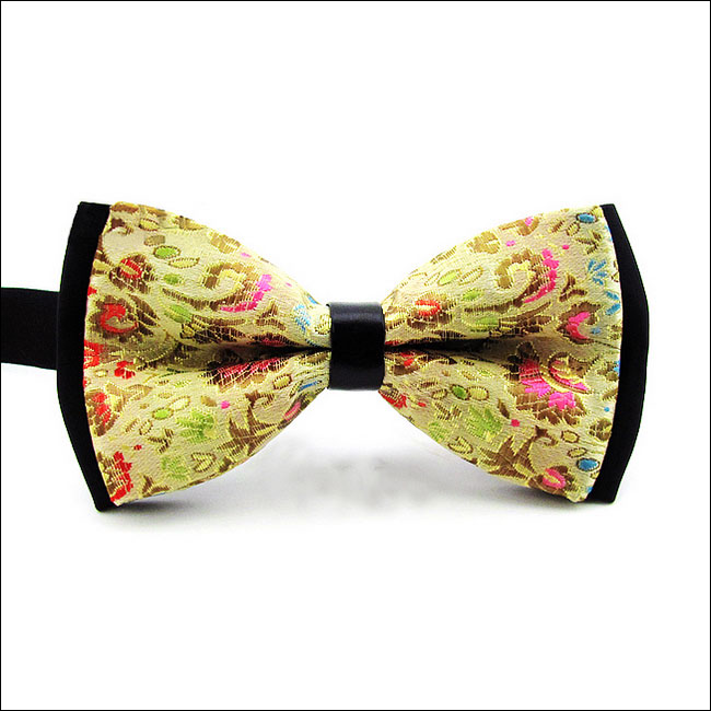 Shlax & Wing Wedding Gold Red Floral Mens Pre-tied Ajustable SilkBlend Wedding Dress Fashion SilkBlend Bow Tie