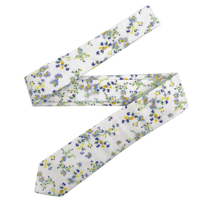 Shlax & Wing White Floral Men’s Skinny Necktie Cotton 6cm Gift Wedding Party Casual Gravatas