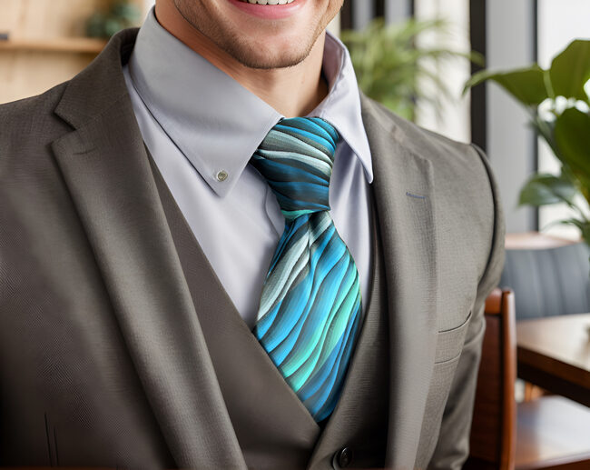 Shlax & Wing Y23 Turquoise Multicolor Ripple Abstract Classic Silk Mens Necktie Bow Tie Pocket Square Cufflinks Set