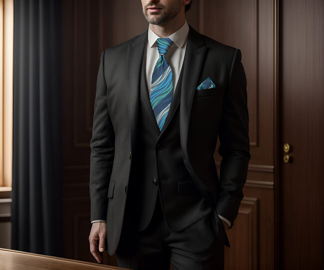 Shlax & Wing Y23 Turquoise Multicolor Ripple Abstract Classic Silk Mens Necktie Bow Tie Pocket Square Cufflinks Set