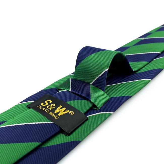 Shlax & Wing Y27 Navy Green Striped Silk Fashion Brand New Men Ties Neckties Bow Tie Pocket Square Set