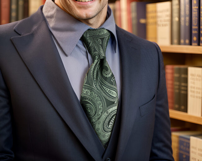 Shlax & Wing Y30 Deep Green Paisley Silk Jacquard Woven Classic Fashion Men Necktie Tie