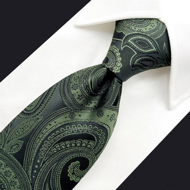 Shlax & Wing Y30 Deep Green Paisley Silk Jacquard Woven Classic Fashion Men Necktie Tie