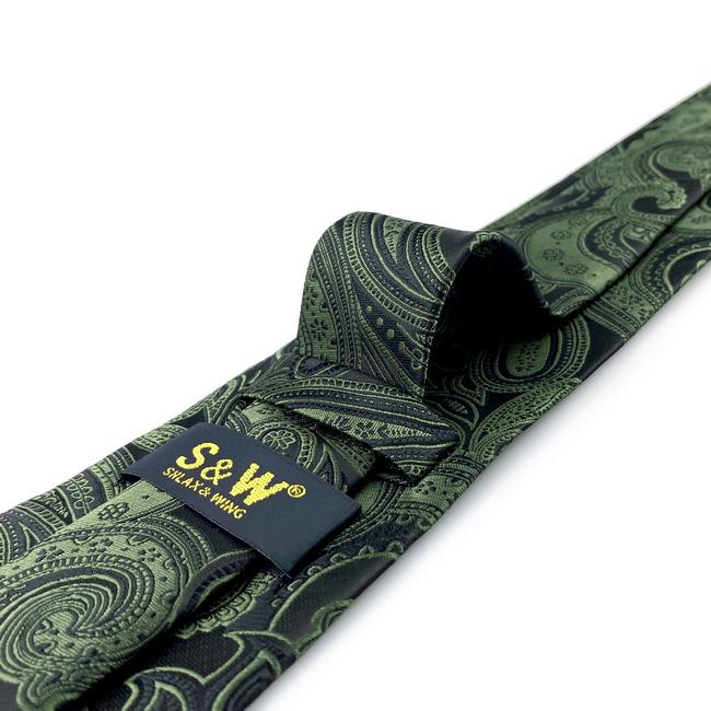 Shlax & Wing Y30 Deep Green Paisley Silk Jacquard Woven Classic Fashion Men Necktie Tie