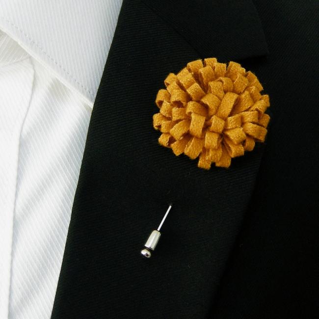 shlax & wing Yellow Wool Felt Lapel Flowers Boutonniere Stick Pin Men’s Accessories Handmade Necktie
