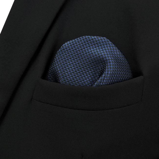 Shlax & Wing YH25 Navy Solid Handmade Jacquard Woven Classic Hankies