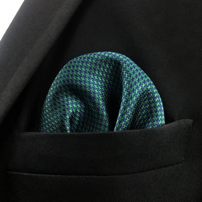 Shlax & Wing YH28 Turquoise Solid Silk Classic Jacquard Woven Fashion Handkerchief