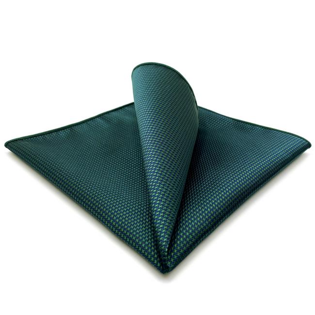 shlax & wing YH28 Turquoise Solid Silk Classic Jacquard Woven Fashion Handkerchief