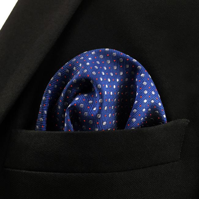 Shlax & Wing YH6 Royal Blue Dots Fashion Classic Handkerchief Silk Dress Hanky Mens Pocket Square