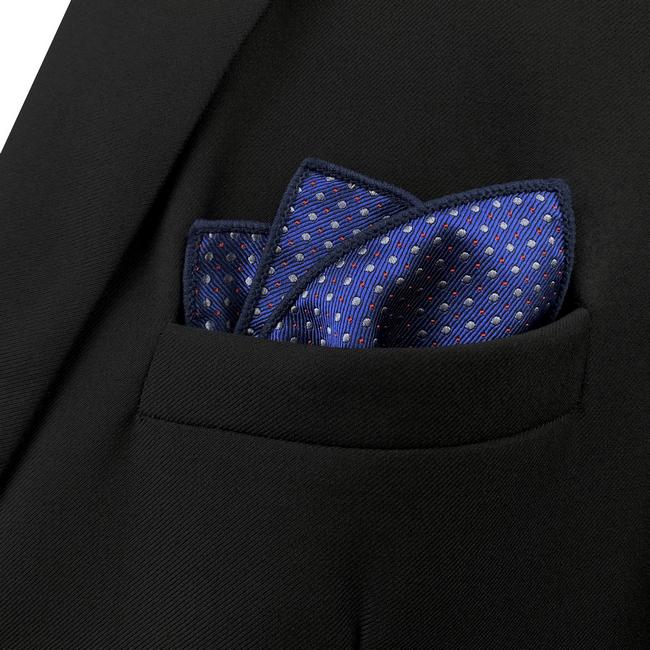 Shlax & Wing YH6 Royal Blue Dots Fashion Classic Handkerchief Silk Dress Hanky Mens Pocket Square