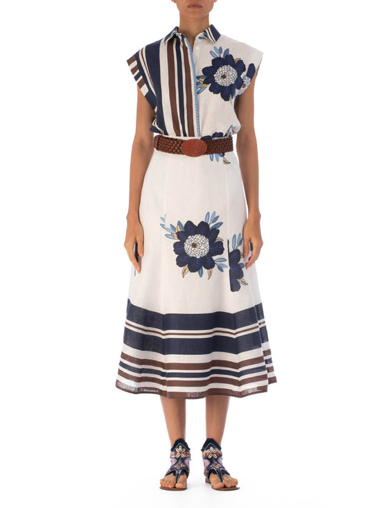 Silvia Tcherassi Falda Erin Multi Navy Brown Floral