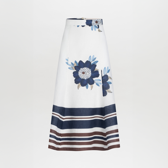silvia tcherassi Falda Erin Multi Navy Brown Floral