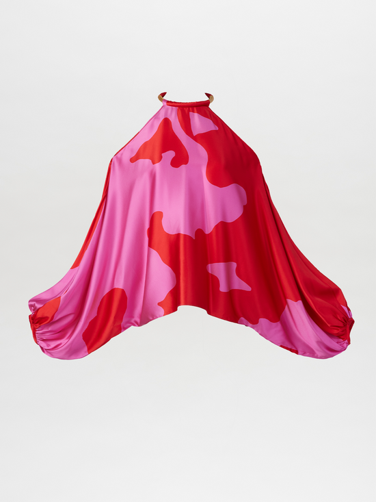 silvia tcherassi Janina Blouse Vermillion Pink Floral