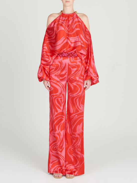 Silvia Tcherassi Andie Pant Pink Red Marble