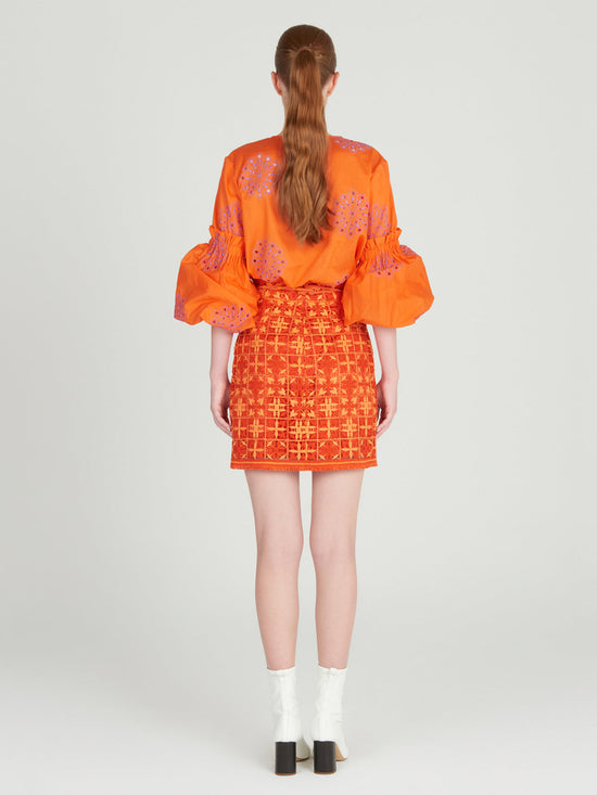 Silvia Tcherassi Idalia Skirt Red Orange Crochet