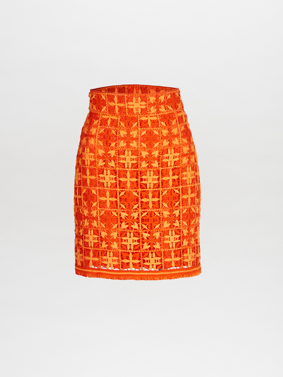 silvia tcherassi Idalia Skirt Red Orange Crochet