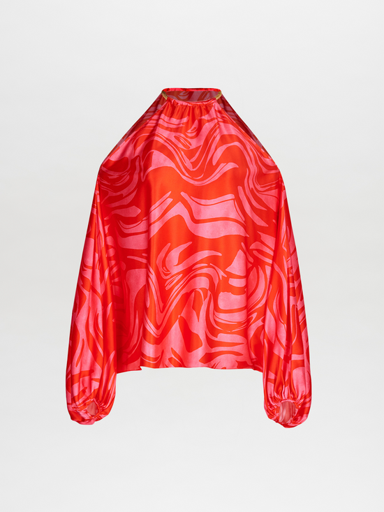 silvia tcherassi Janina Blouse Pink Red Marble