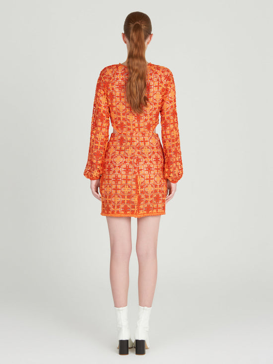Silvia Tcherassi Janis Dress Red Orange Crochet