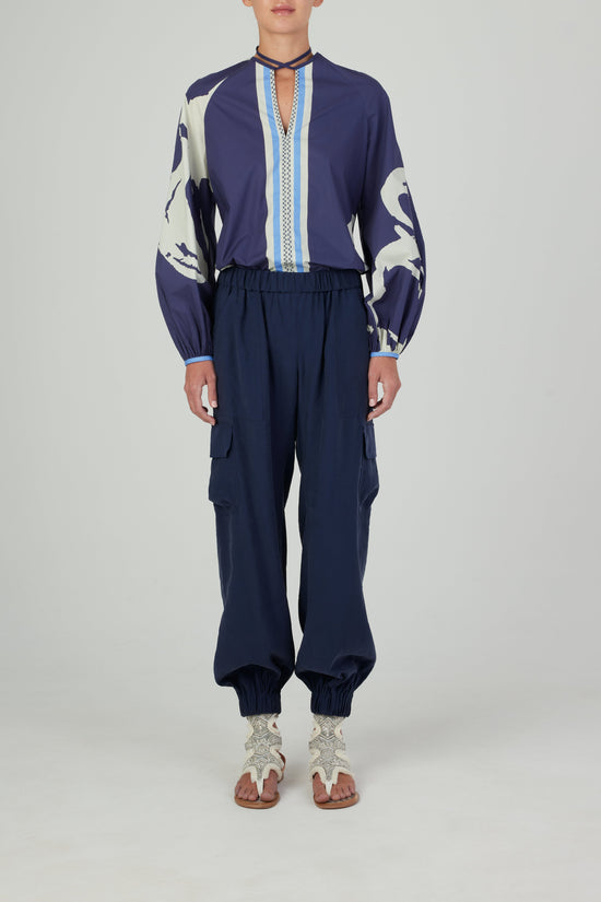 Silvia Tcherassi Molveno Blouse Navy Stripes Bloom