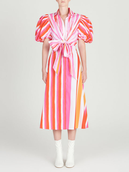 Silvia Tcherassi Pavia Dress Rouge Orange Stripes