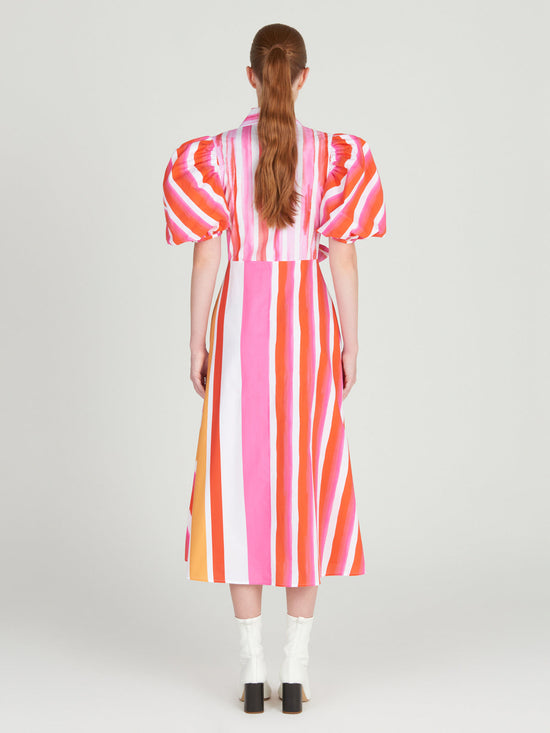 Silvia Tcherassi Pavia Dress Rouge Orange Stripes
