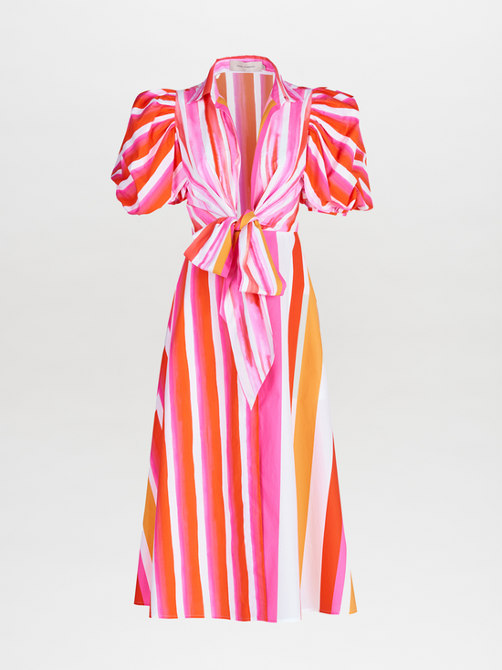 silvia tcherassi Pavia Dress Rouge Orange Stripes
