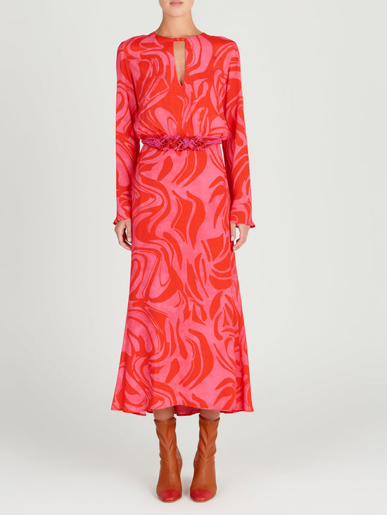 Silvia Tcherassi Pesaro Dress Pink Red Marble