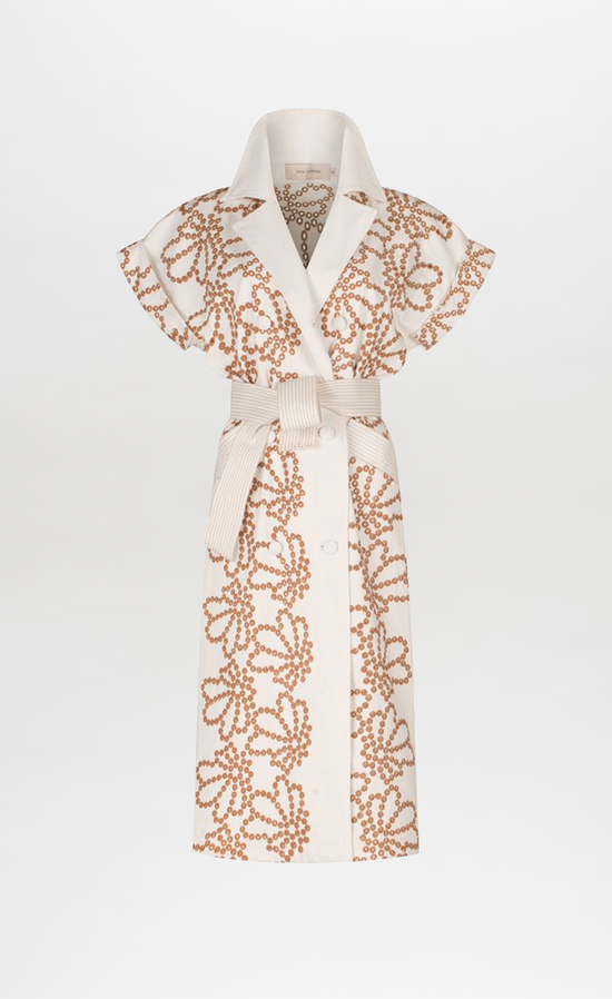 silvia tcherassi Vestido Concetta White Cacao Eyelet