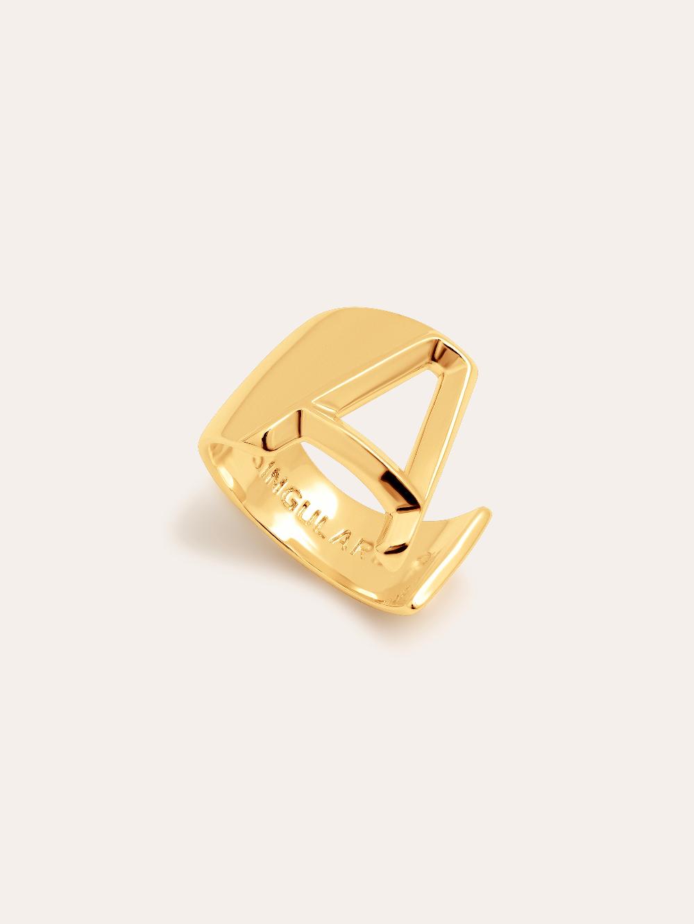 Singularu Anillo Personalizado Letter Signet Baño Oro
