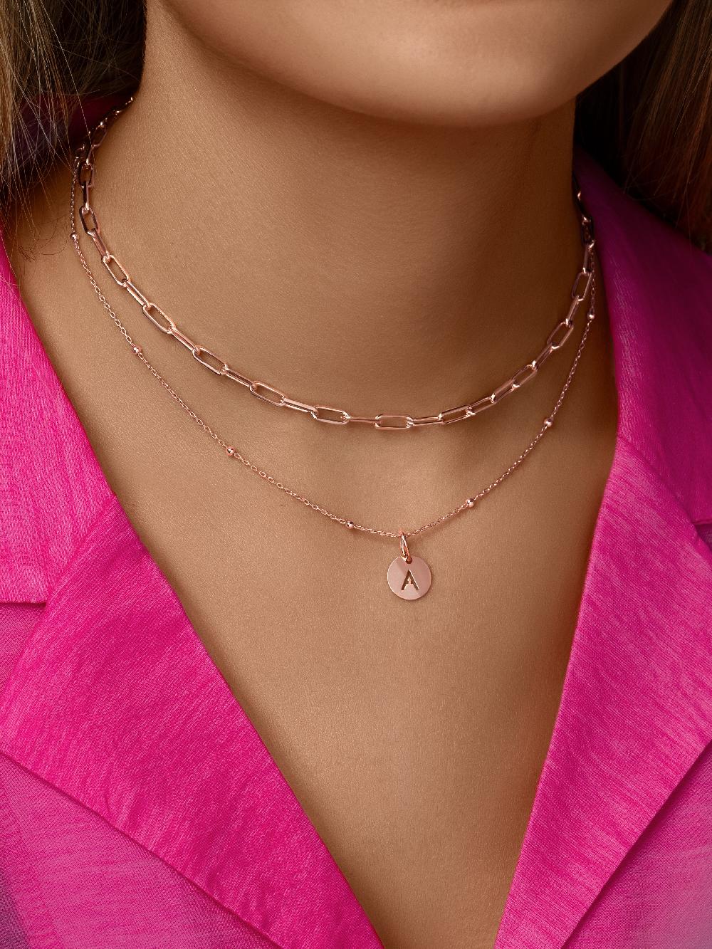 Singularu Collar Mini Medallion Plata Baño Oro Rosa