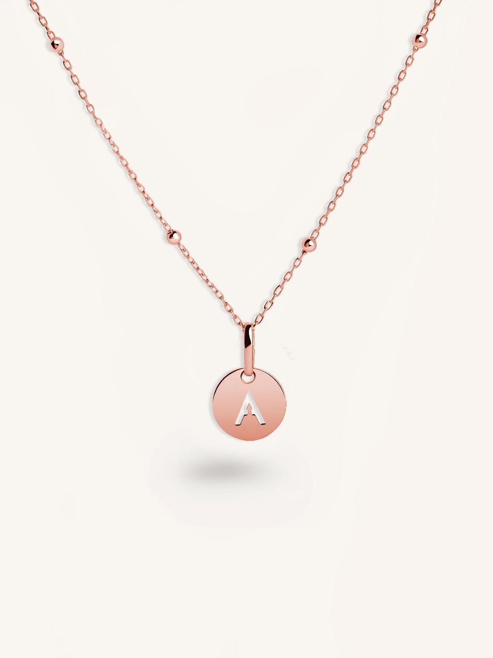 singularu Collar Mini Medallion Plata Baño Oro Rosa