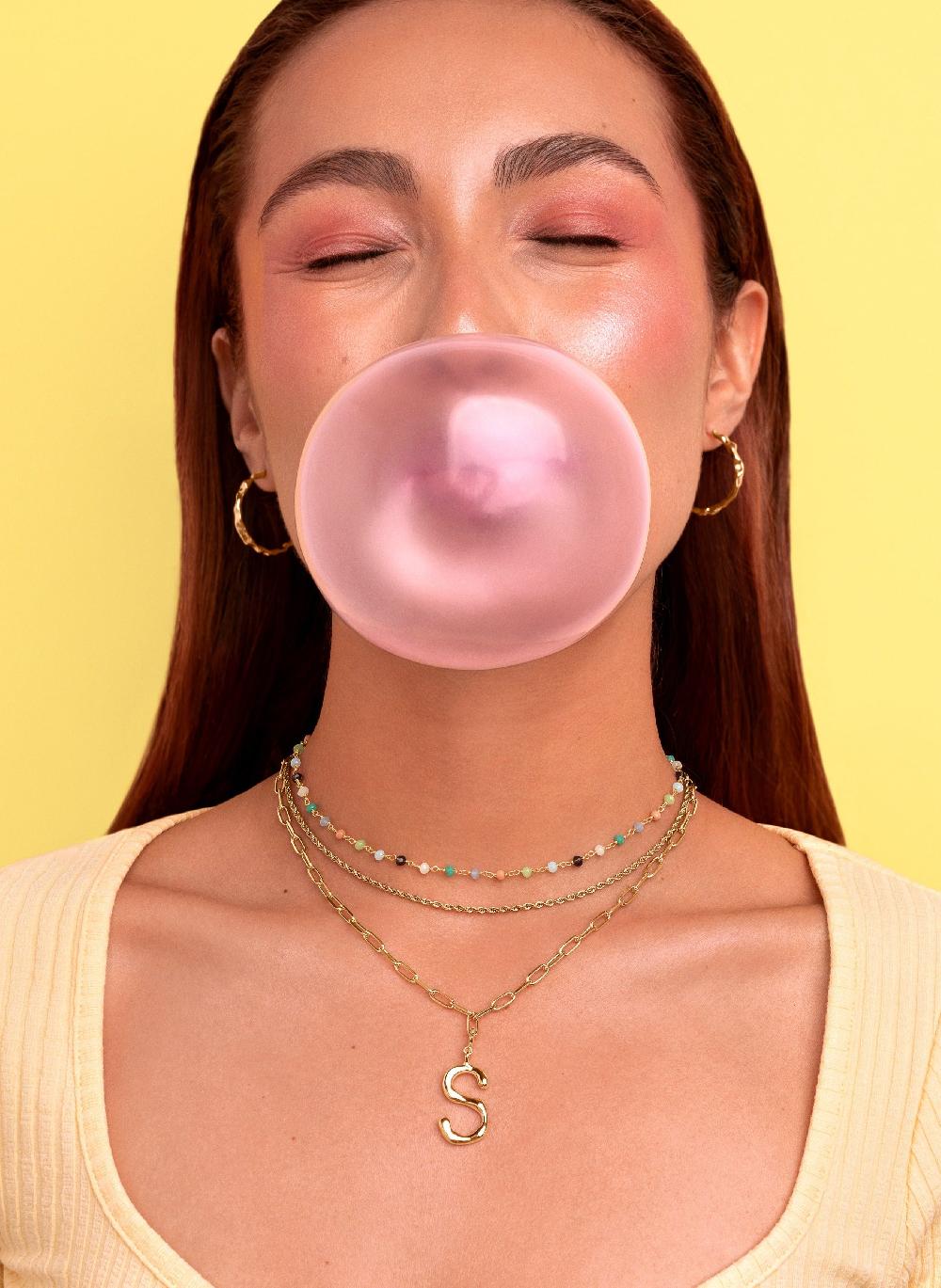 Singularu Collar Personalizado Chic Letter XL Acero Baño Oro