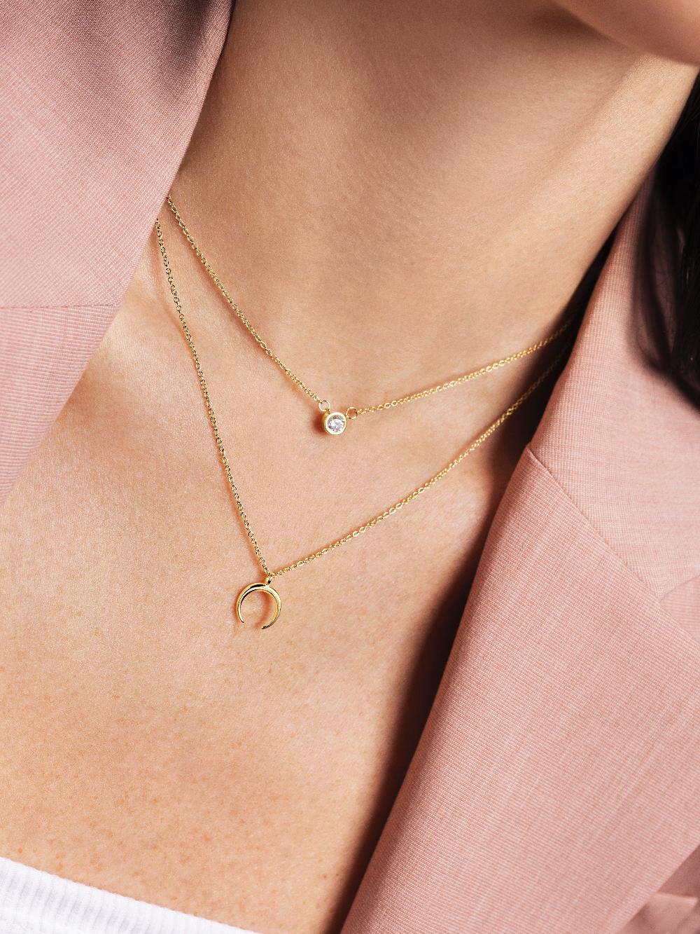 Singularu Pack 2 Collares Spark + Mini Moonset Plata Baño Oro