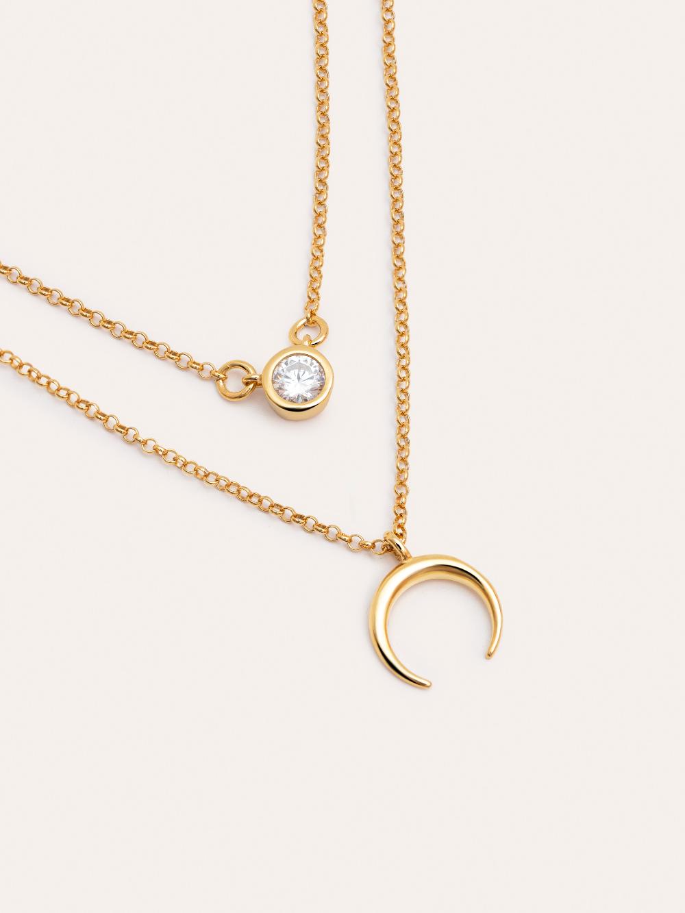 Singularu Pack 2 Collares Spark + Mini Moonset Plata Baño Oro