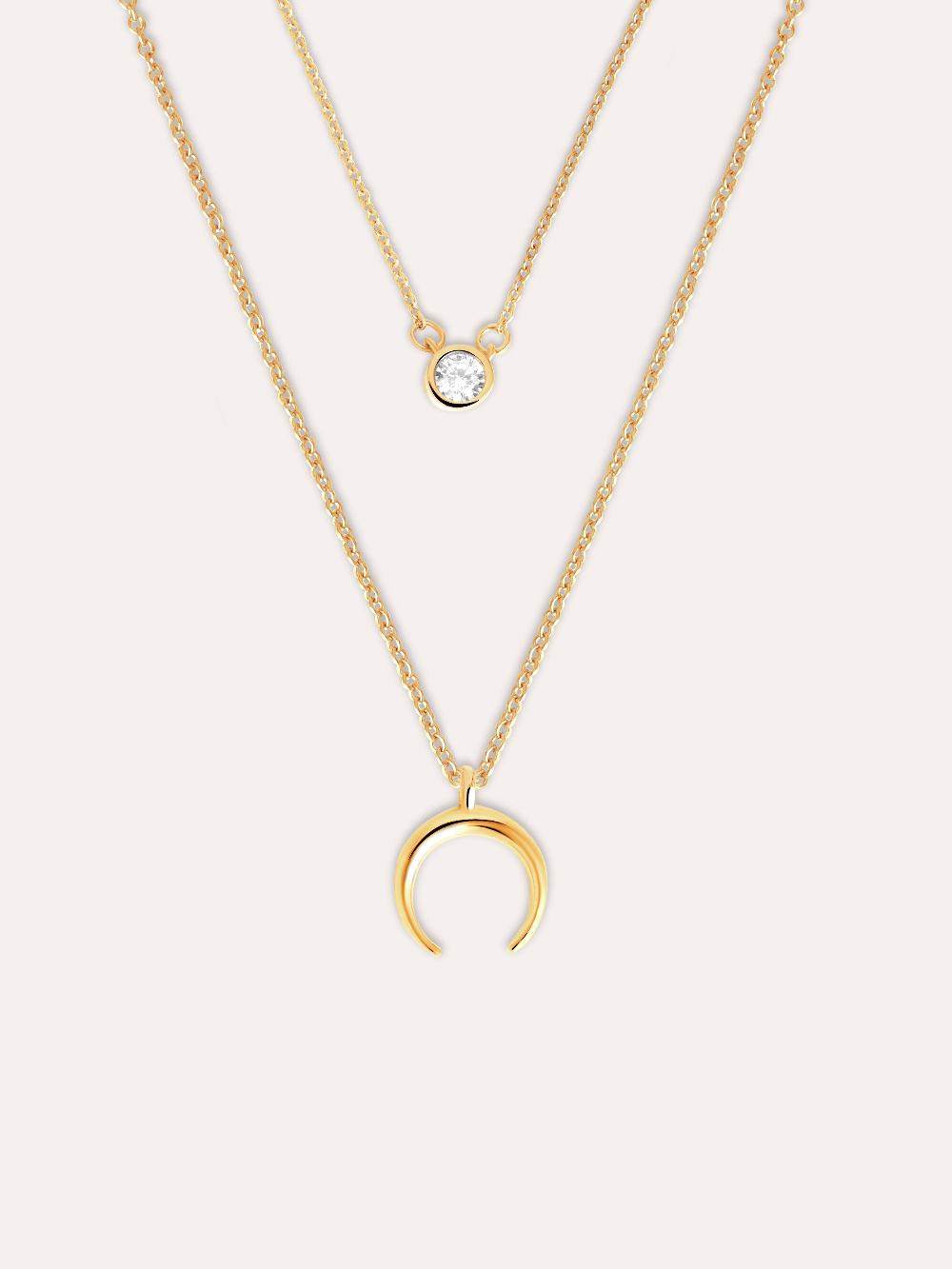 singularu Pack 2 Collares Spark + Mini Moonset Plata Baño Oro