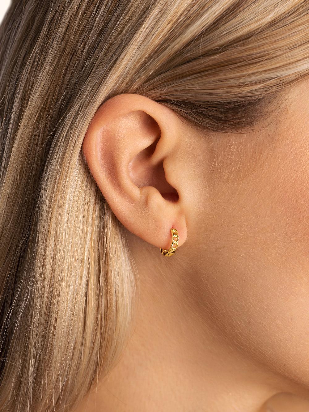 Singularu Pendiente Suelto Aro Chain S Plata Baño Oro