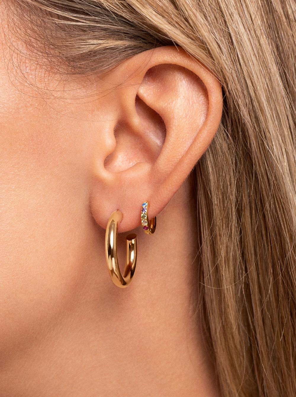 Singularu Pendiente Suelto Aro Cleo M Colors Plata Baño Oro