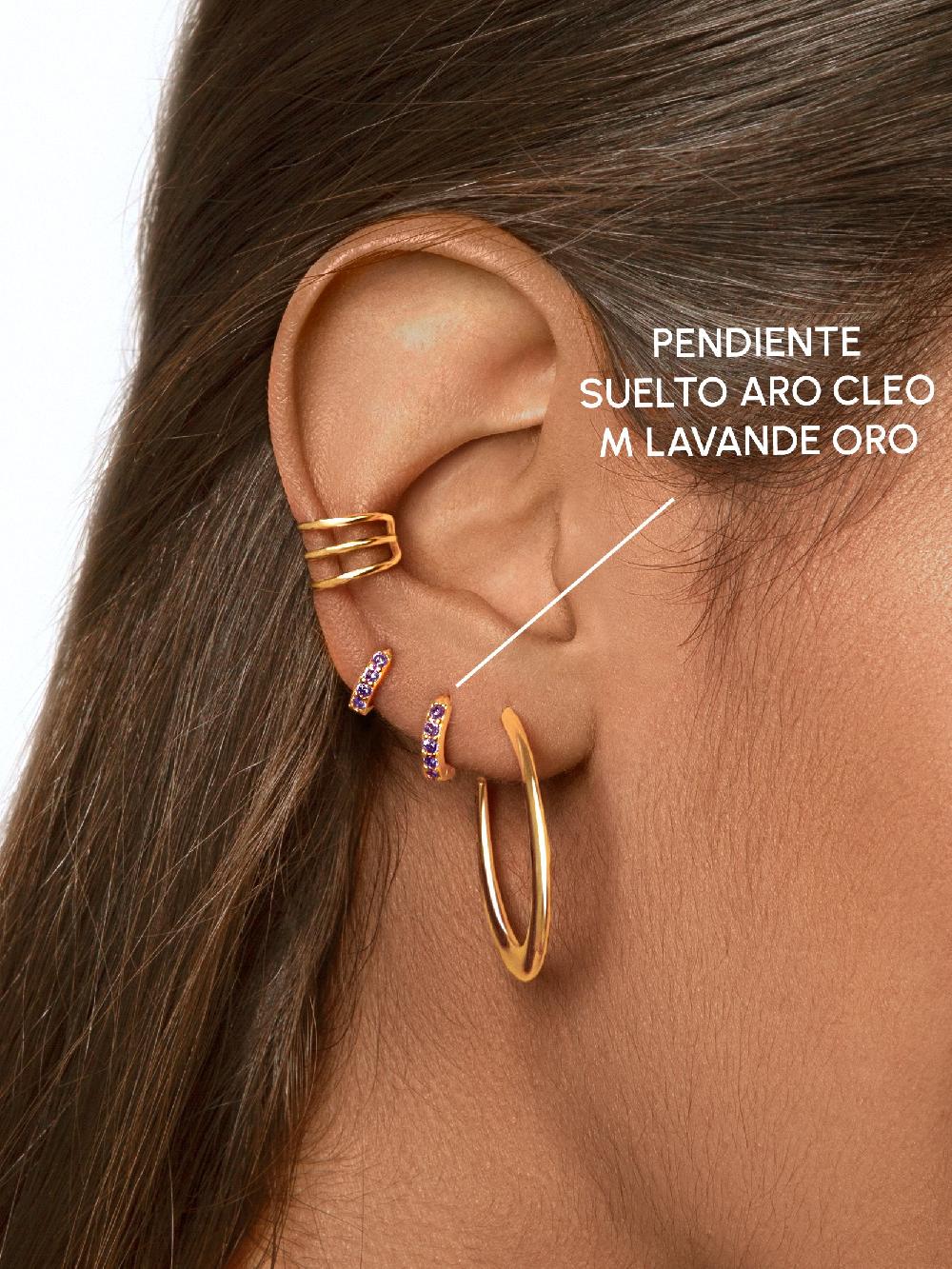 Singularu Pendiente Suelto Aro Cleo M Lavande Plata Baño Oro