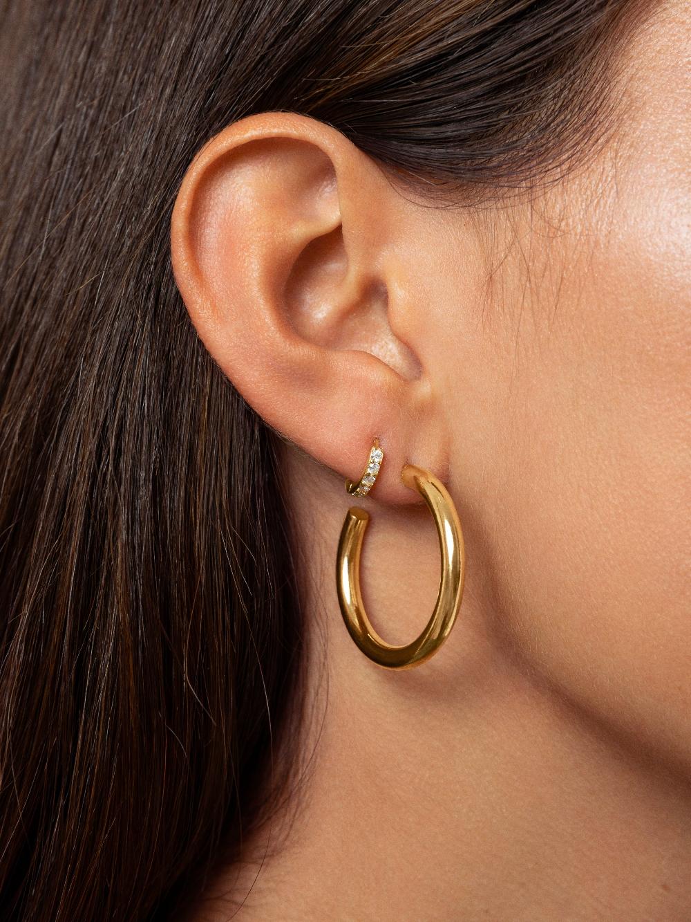 Singularu Pendiente Suelto Aro Cleo M Plata Baño Oro