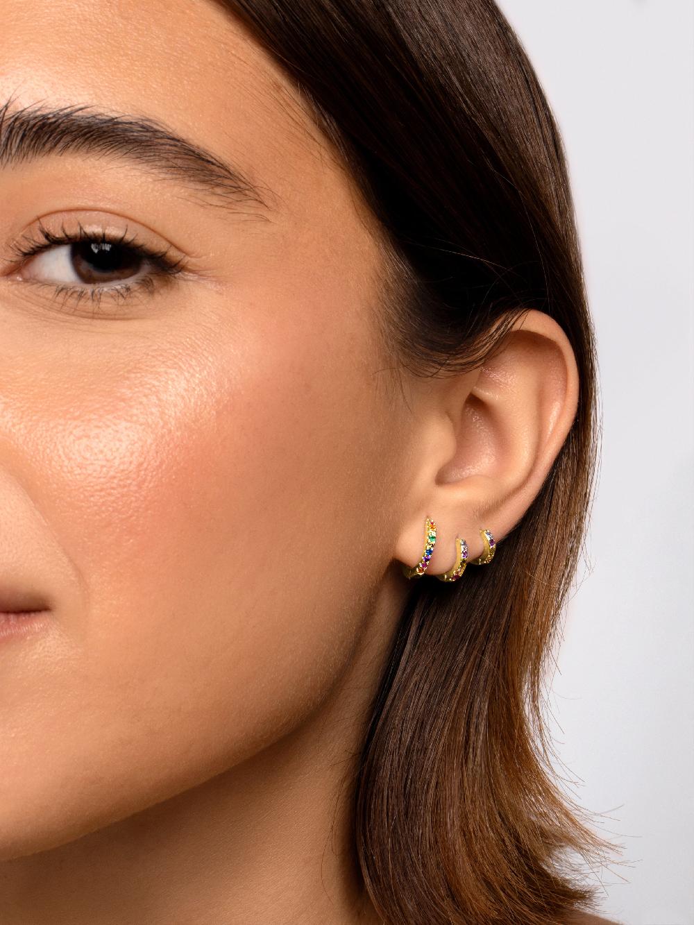 Singularu Pendiente Suelto Aro Cleo S Colors Plata Baño Oro