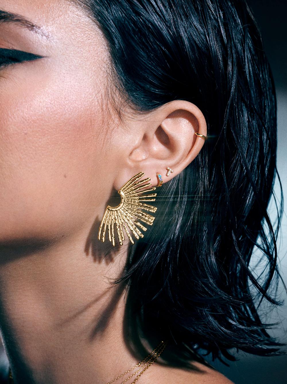 Singularu Pendiente Suelto Aro Cleo S Colors Plata Baño Oro