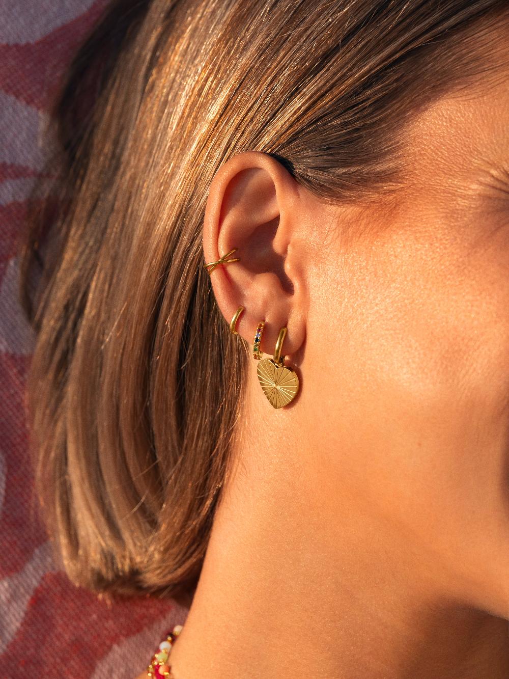 Singularu Pendiente Suelto Aro Klein 7 Plata Baño Oro