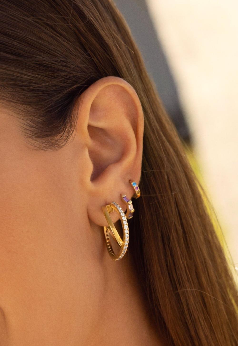 Singularu Pendiente Suelto Aro Sia M Lavande Plata Baño Oro