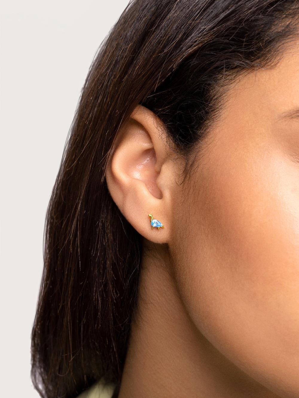 Singularu Pendiente Suelto Dino Brontosaurus Sky Plata Baño Oro