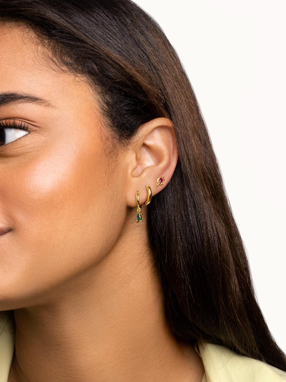 Singularu Pendiente Suelto Dino Spinosaurus Raspberry Plata Baño Oro