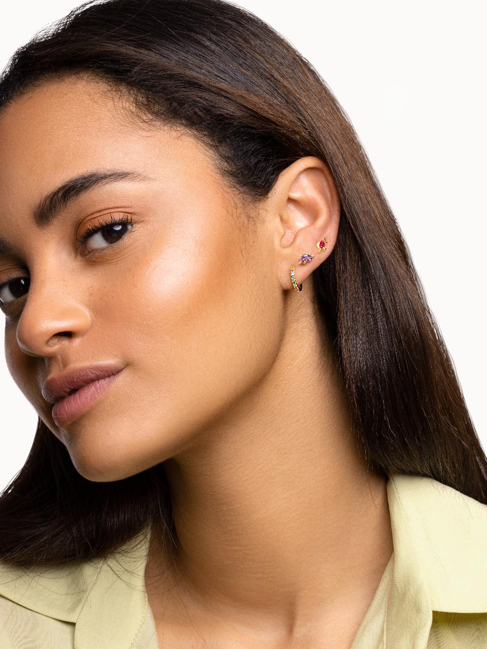 Singularu Pendiente Suelto Dino Stegosaurus Lavande Plata Baño Oro