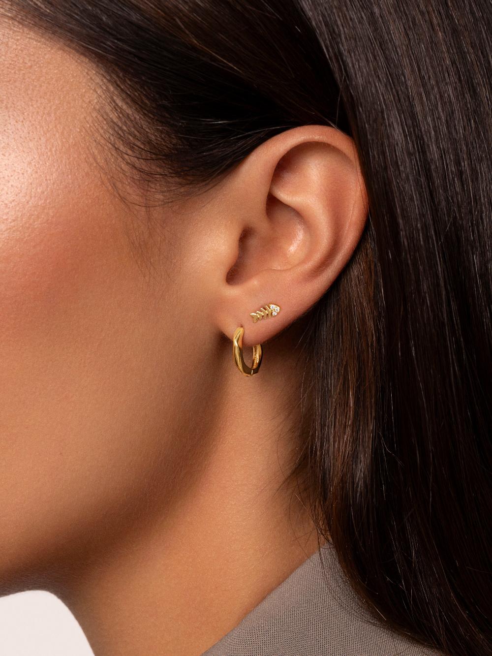 Singularu Pendiente Suelto Fishbone Spark Plata Baño Oro